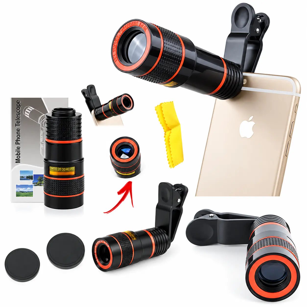 Lente Telescopio 12x para Celular (con clip universal) en Paraguay