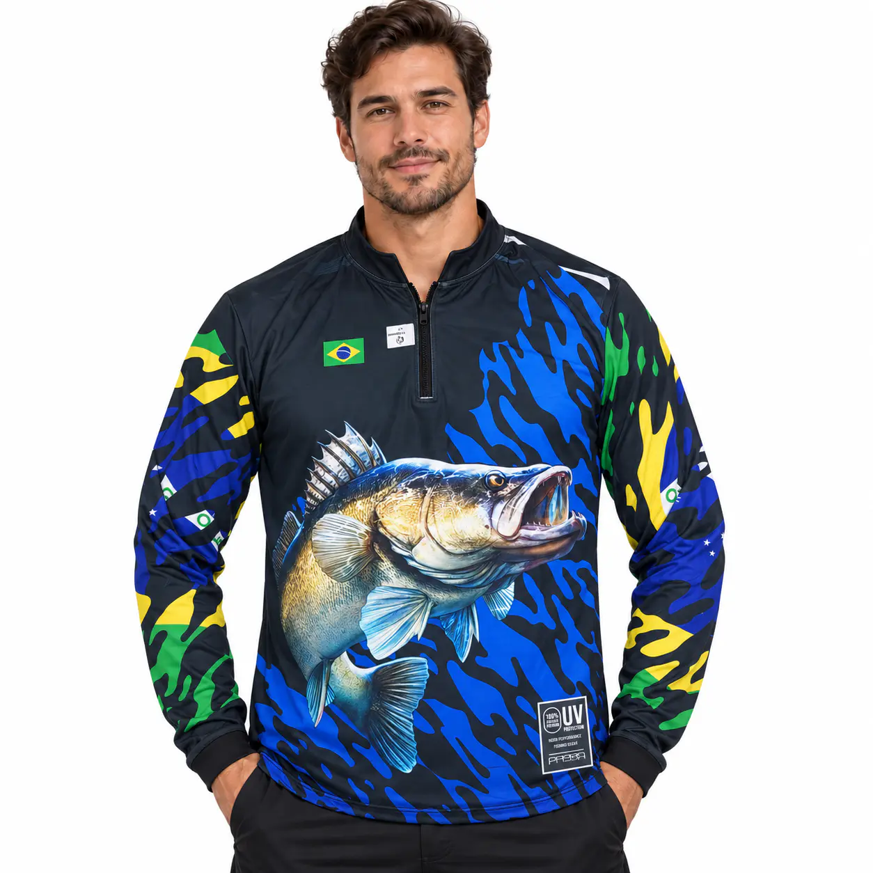 Remera de Pesca Deportiva UV50+ Manga Larga con cierre, vista 4