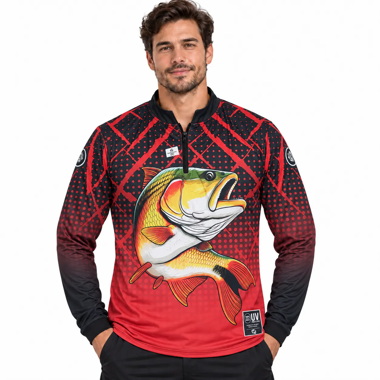 Remera de Pesca Deportiva UV50+ Manga Larga con cierre, vista 3