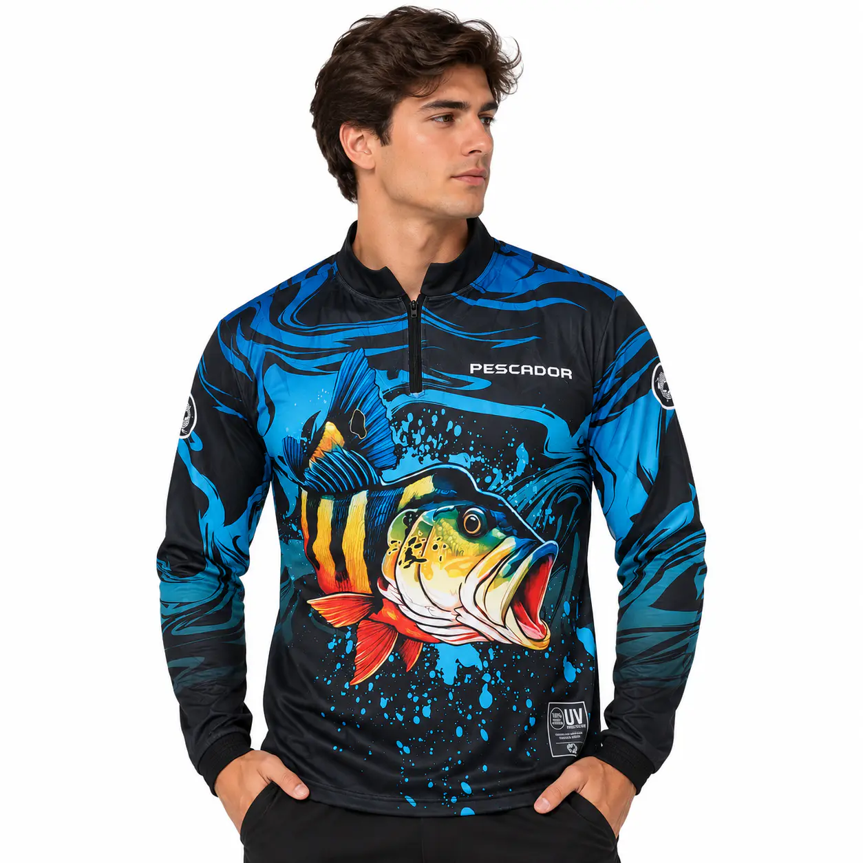 Remera de Pesca Deportiva UV50+ Manga Larga con cierre, vista 2