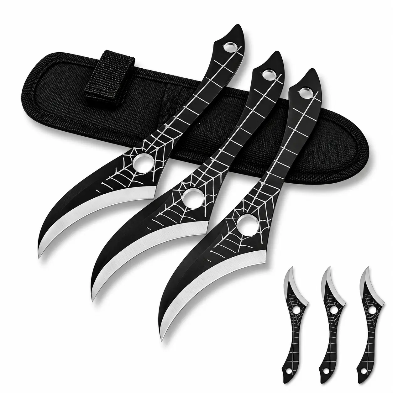 Set de 3 Cuchillos de Lanzar Tipo Garra "Telaraña"