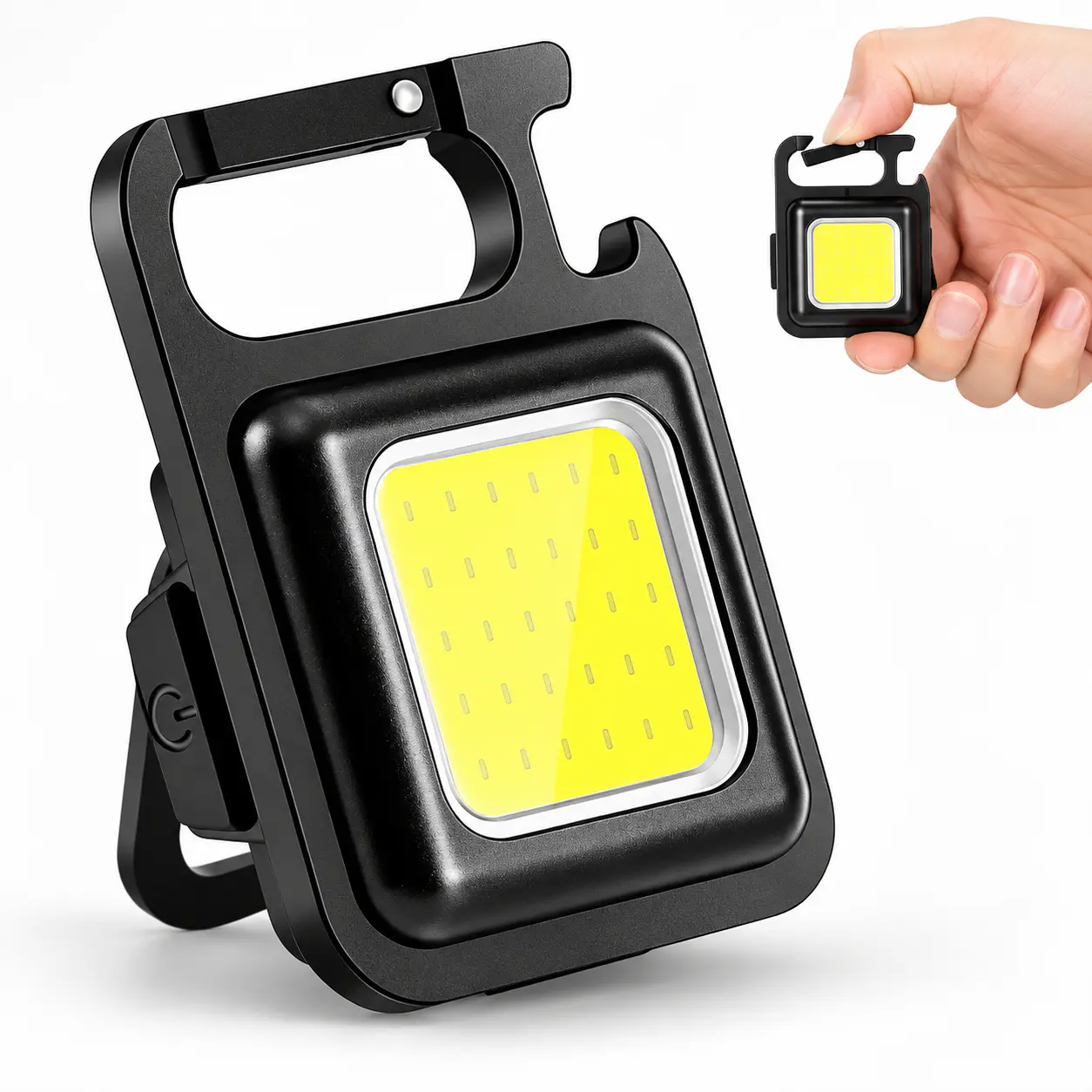 Linterna LED COB Multifunción con Mosquetón – Luz Portátil para Camping, Trabajo y Emergencias