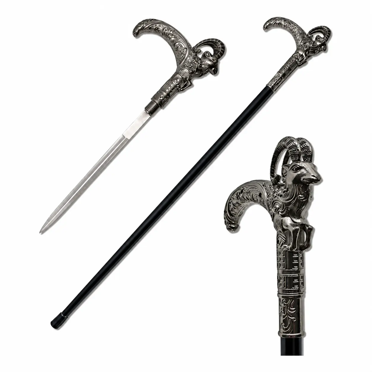 Bastón Espada con Empuñadura de Cabra/Carnero