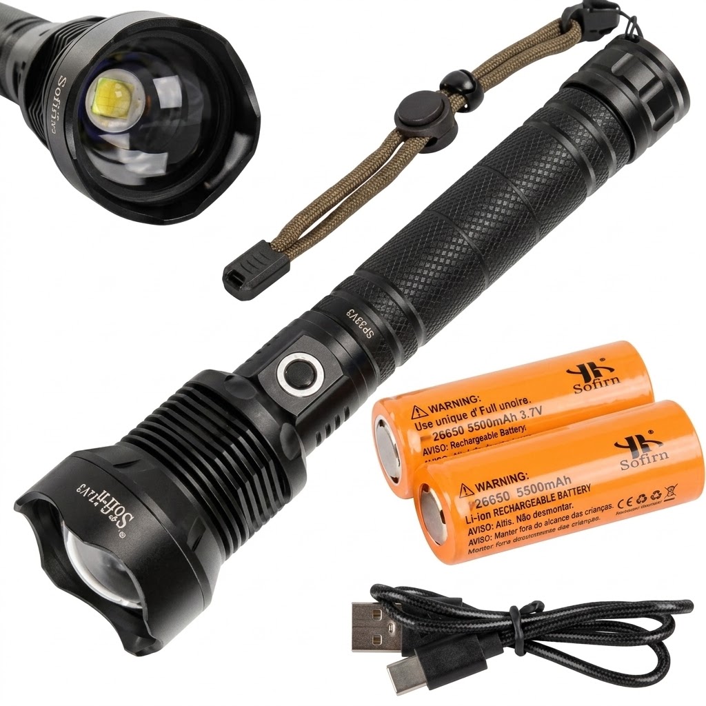 Linterna Táctica LED de Largo Alcance – Con 2 Baterías Recargables lan6866 en Paraguay