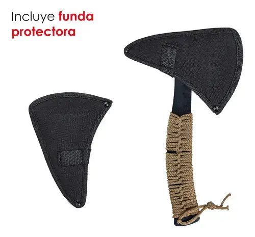 Hacha de Supervivencia Estilo Nativo – Mango con Cordón Paracord y Funda